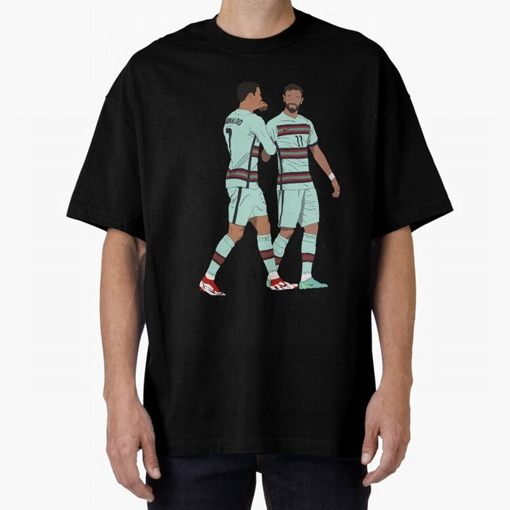 Cristiano Ronaldo & Bruno Fernandes Portugal Oversized T-Shirt Embrace the FIFA World Cup 2026 Group Stage Journey through Haaland Highlights, Argentina, France and Brazil Pride, Championship Spirit, Famous Goals, Roaring Crowds and International