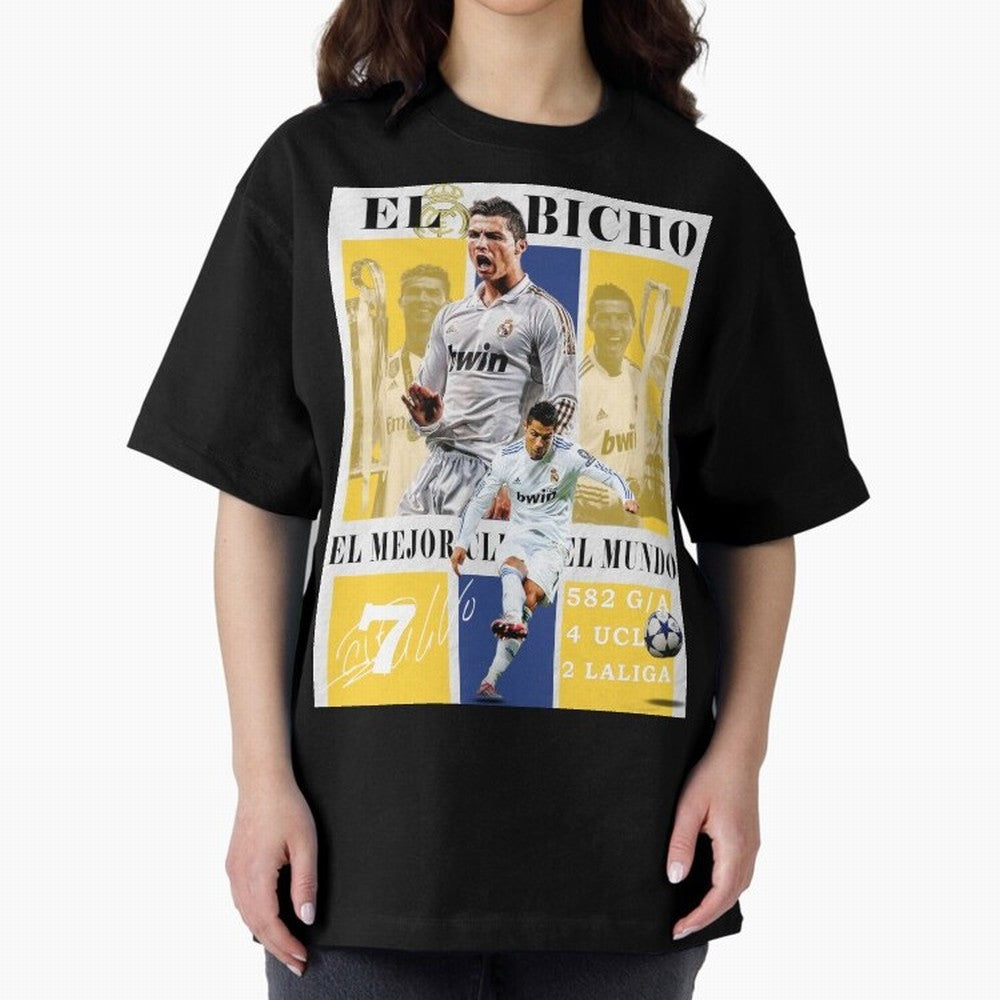Cristiano Ronaldo Real Madrid Wall Art Oversized T-Shirt Show Match Day Excitement for the FIFA World Cup 2026 Group Stage Journey through Cristiano Ronaldo Highlights, Argentina and Brazil Pride, Supporter Pride, Iconic Celebrations, Legendary