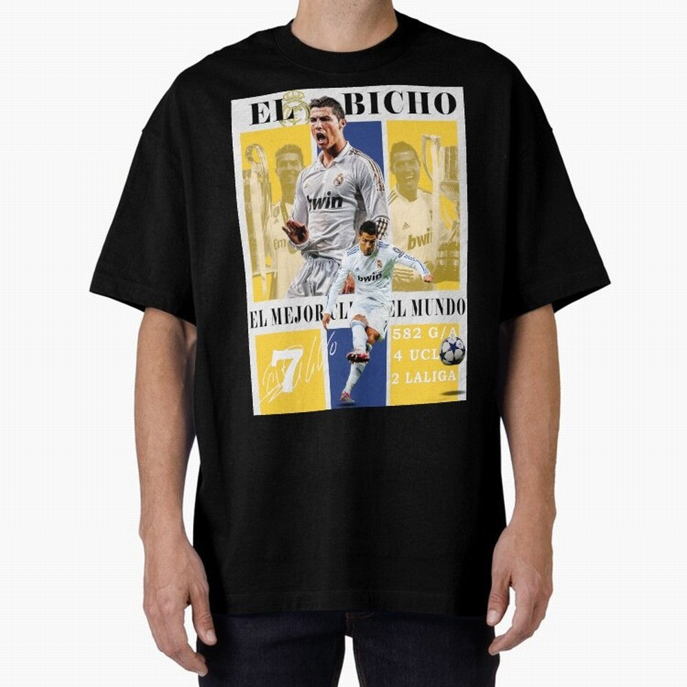 Cristiano Ronaldo Real Madrid Wall Art Oversized T-Shirt Show Match Day Excitement for the FIFA World Cup 2026 Group Stage Journey through Cristiano Ronaldo Highlights, Argentina and Brazil Pride, Supporter Pride, Iconic Celebrations, Legendary