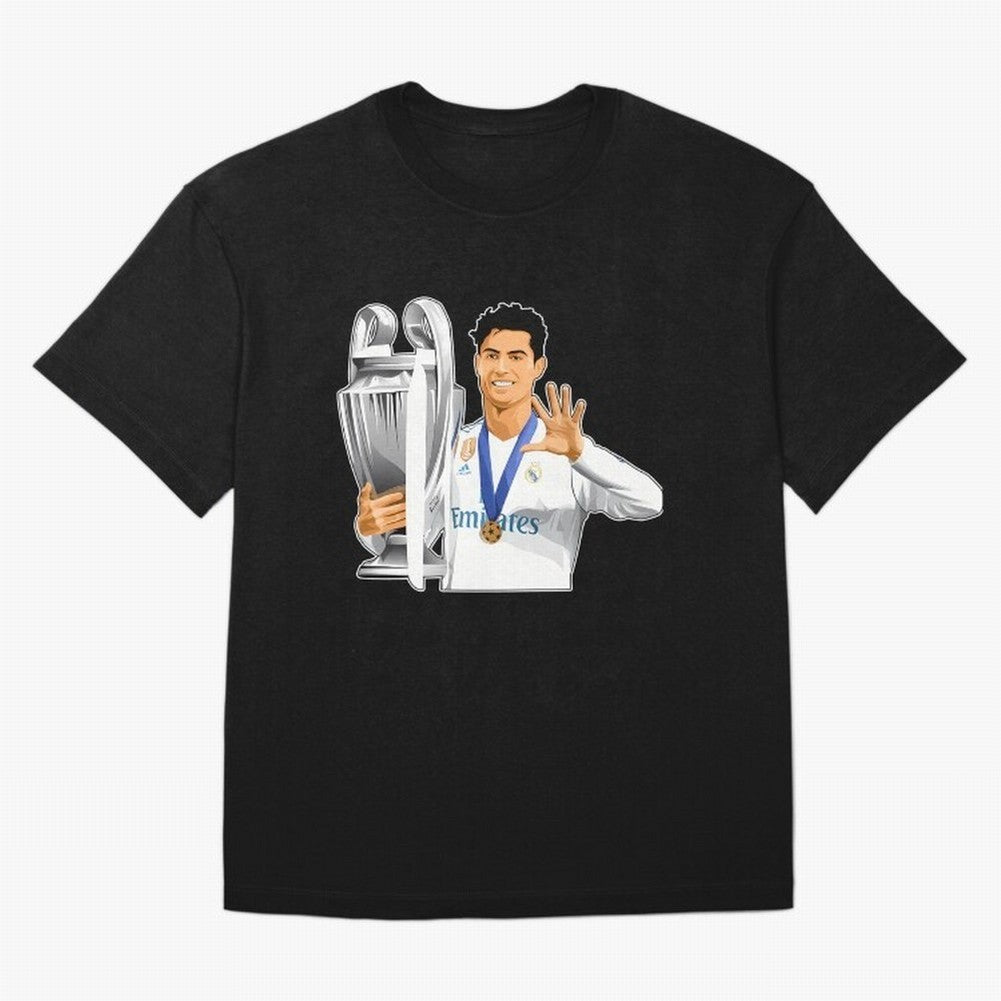 Ronaldo Throphy Oversized T-Shirt Bring Retro Soccer Energy to Global Football Passion for FIFA World Cup 2026 Group Stage, Driven by Messi and Cristiano Ronaldo, Argentina, France and Brazil, Goal Celebration Energy, Supporter Heritage, Football