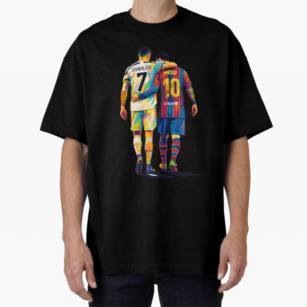 Cristiano Ronaldo & Messi Oversized T-Shirt Capture the FIFA World Cup 2026 Journey through CR7 and Messi Highlights, Portugal Pride, Football Passion, Legendary Performances, Festival Vibes and Supporter Community; Perfect for People Who Love