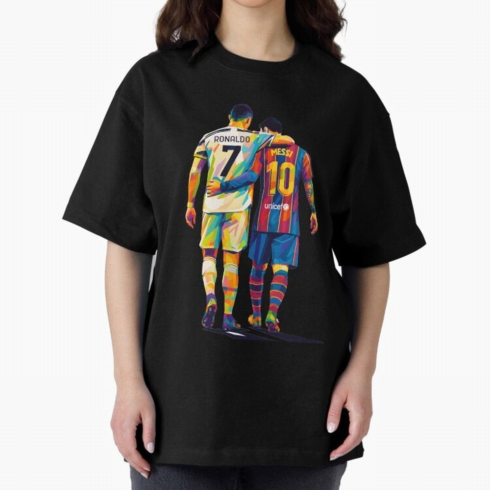 Cristiano Ronaldo & Messi Oversized T-Shirt Capture the FIFA World Cup 2026 Journey through CR7 and Messi Highlights, Portugal Pride, Football Passion, Legendary Performances, Festival Vibes and Supporter Community; Perfect for People Who Love