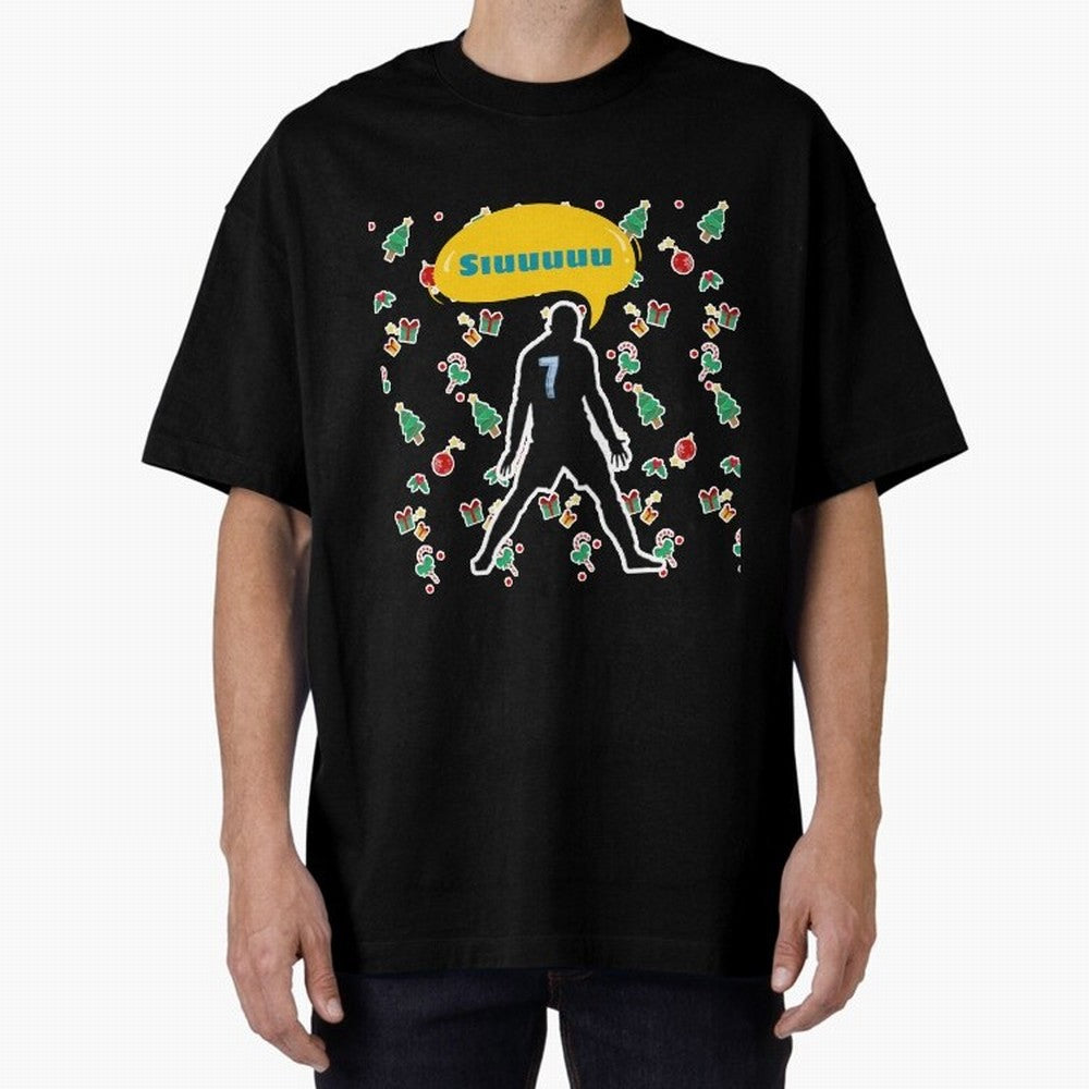 Siuuu christmas CR7 Oversized T-Shirt Discover the FIFA World Cup 2026 Journey through Messi, Neymar and Mbappe Highlights, Portugal, Spain and Germany Pride, Football Passion, Legendary Performances, Festival Vibes and Supporter Community; Made