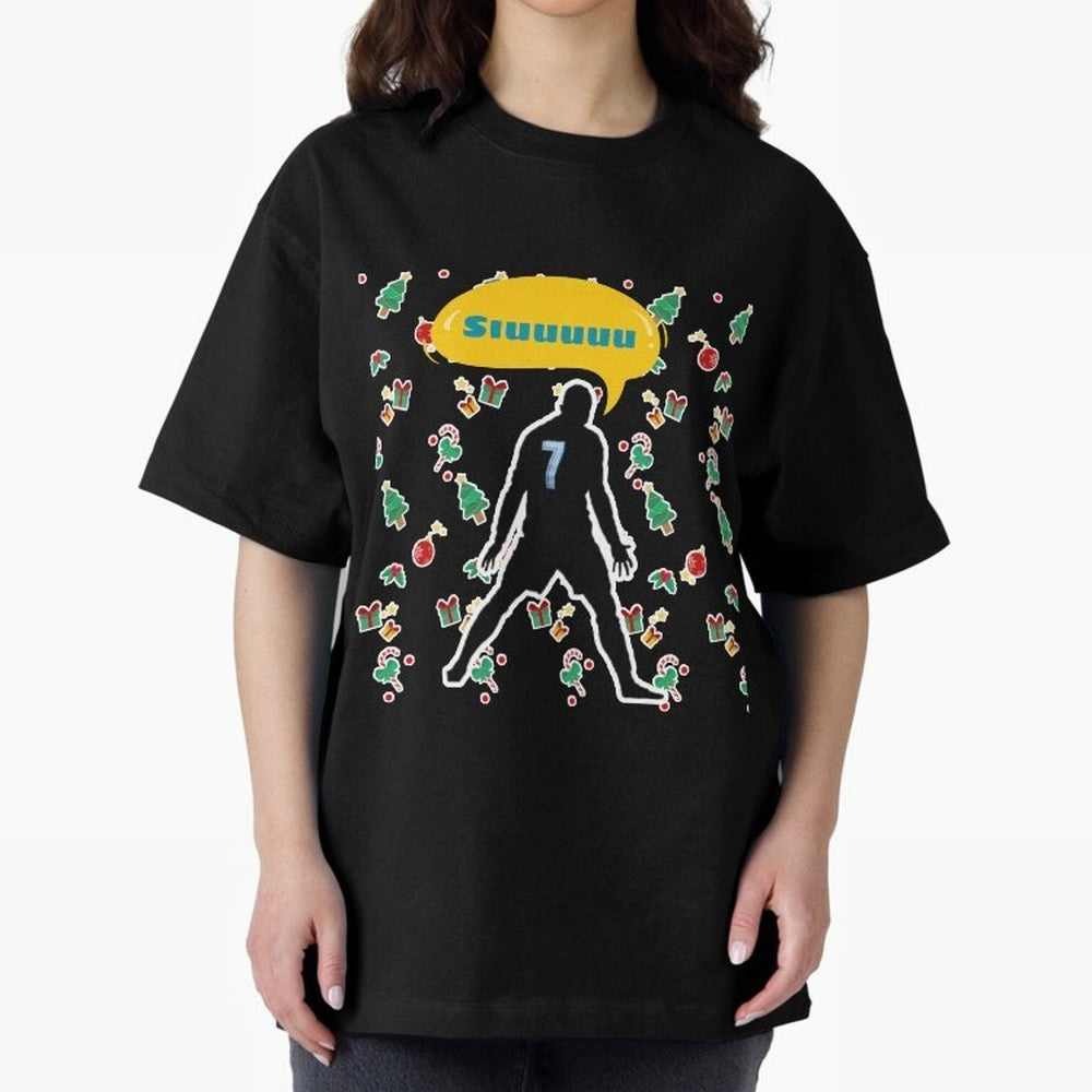 Siuuu christmas CR7 Oversized T-Shirt Discover the FIFA World Cup 2026 Journey through Messi, Neymar and Mbappe Highlights, Portugal, Spain and Germany Pride, Football Passion, Legendary Performances, Festival Vibes and Supporter Community; Made