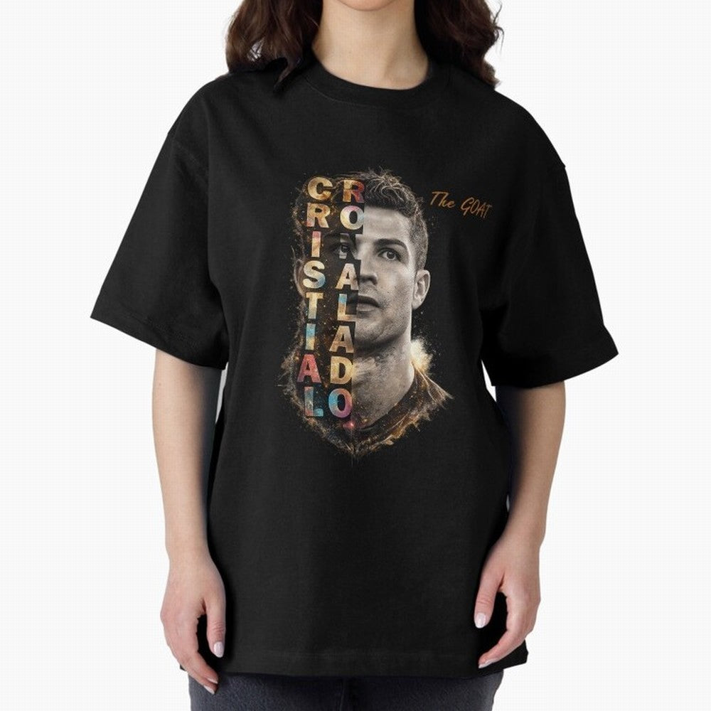 Cristiano Ronaldo Multicolor GOAT Oversized T-Shirt Follow the Final Road of FIFA World Cup 2026 USA Canada Mexico Built around Neymar, France Energy, Retro Football Energy, Iconic Rivalries, Trophy Chase Drama and Stadium Atmosphere; Ideal for