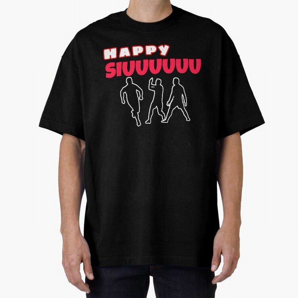 Happy siuuu CR7 goal Oversized T-Shirt Bring a Vintage Feel to Global Football Passion for FIFA World Cup 2026, Centered on Messi, CR7 and Mbappe, Netherlands, Soccer Culture, Superstar Moments, National Team Dreams and Competitive Fire; Great for
