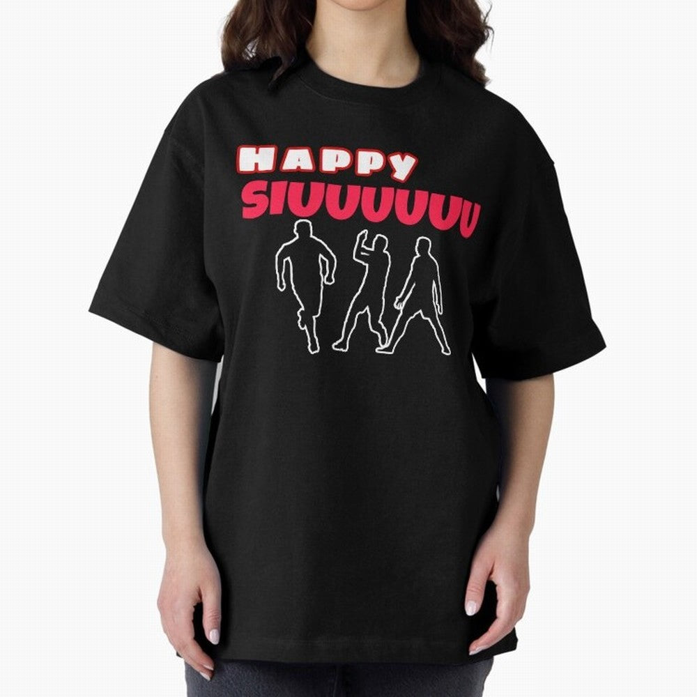Happy siuuu CR7 goal Oversized T-Shirt Bring a Vintage Feel to Global Football Passion for FIFA World Cup 2026, Centered on Messi, CR7 and Mbappe, Netherlands, Soccer Culture, Superstar Moments, National Team Dreams and Competitive Fire; Great for