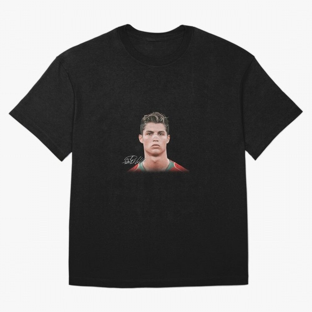 Cristiano Ronaldo Big Face Young Ronaldo Oversized T-Shirt Honor Football Greatness during Global Football Passion for FIFA World Cup 2026 USA Canada Mexico, Inspired by CR7, England, Supporter Pride, Iconic Celebrations, Legendary Names and Global