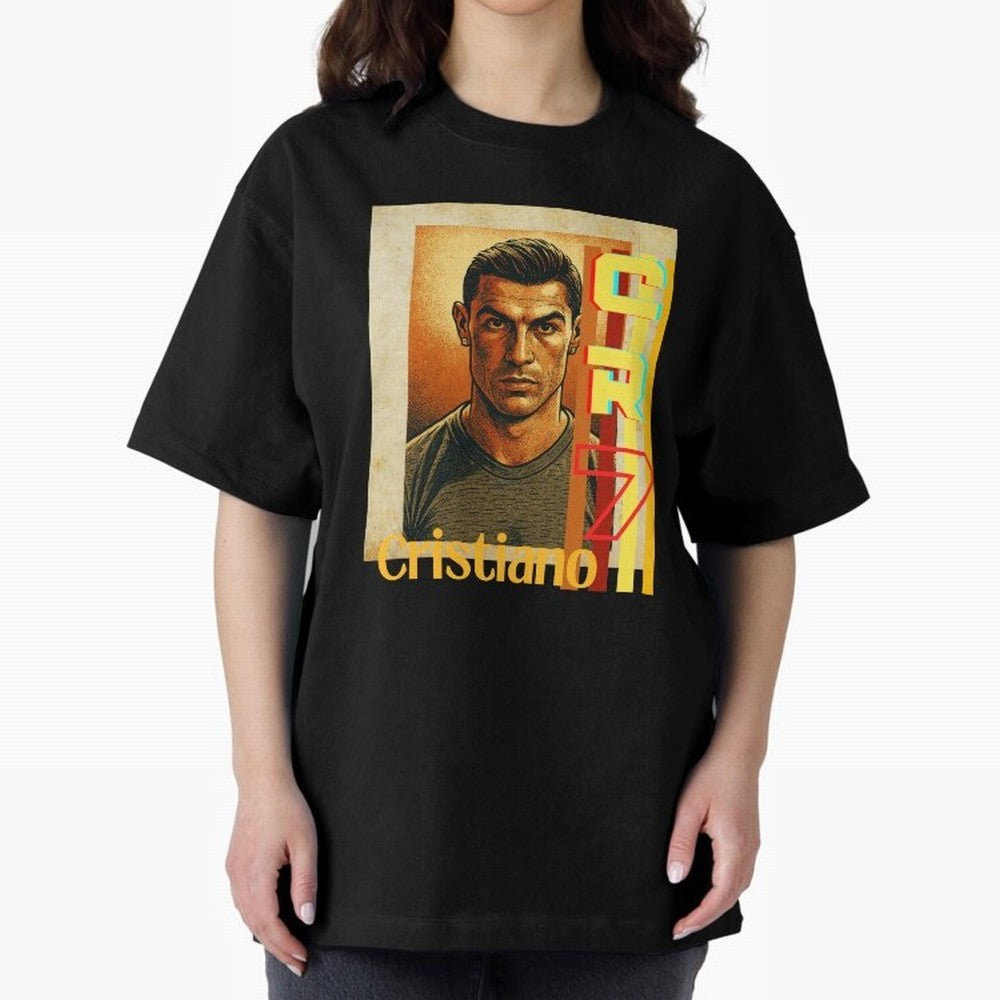 Cristiano Ronaldo Oversized T-Shirt Celebrate the Biggest Stage of Match Day Hype around FIFA World Cup 2026 Group Stage, Messi and Cristiano Ronaldo, Spain, Championship Spirit, Famous Goals, Roaring Crowds and International Football Unity; Ideal