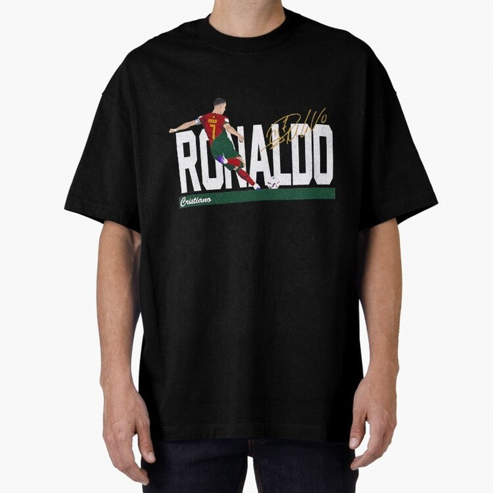 Cristiano Ronaldo Portugal Jersey -Last World Cup 2 Vintage Style Oversized T-Shirt Celebrate Supporters United by Match Day Hype around FIFA World Cup 2026, Messi, Neymar and Mbappe, Spain and Netherlands, Retro Football Energy, Iconic Rivalries,