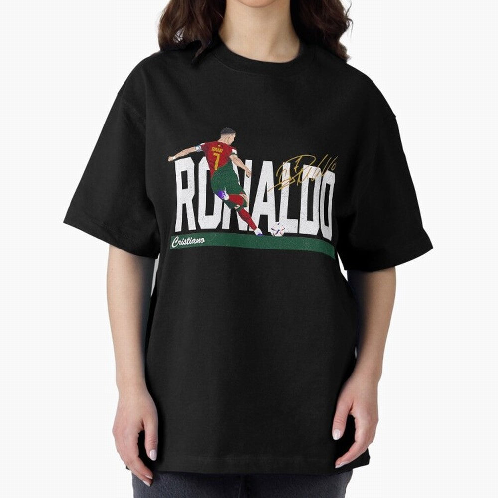 Cristiano Ronaldo Portugal Jersey -Last World Cup 2 Vintage Style Oversized T-Shirt Celebrate Supporters United by Match Day Hype around FIFA World Cup 2026, Messi, Neymar and Mbappe, Spain and Netherlands, Retro Football Energy, Iconic Rivalries,