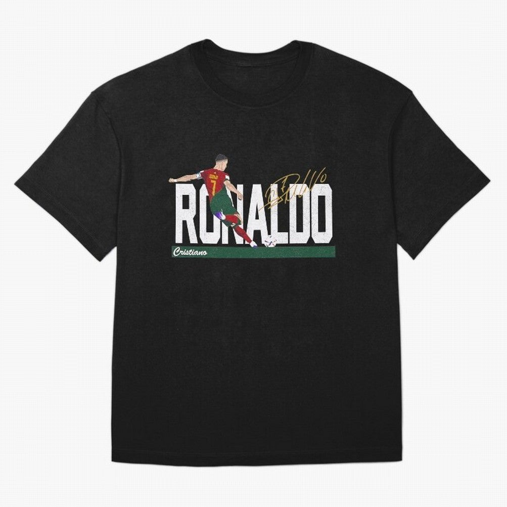 Cristiano Ronaldo Portugal Jersey -Last World Cup 2 Vintage Style Oversized T-Shirt Celebrate Supporters United by Match Day Hype around FIFA World Cup 2026, Messi, Neymar and Mbappe, Spain and Netherlands, Retro Football Energy, Iconic Rivalries,