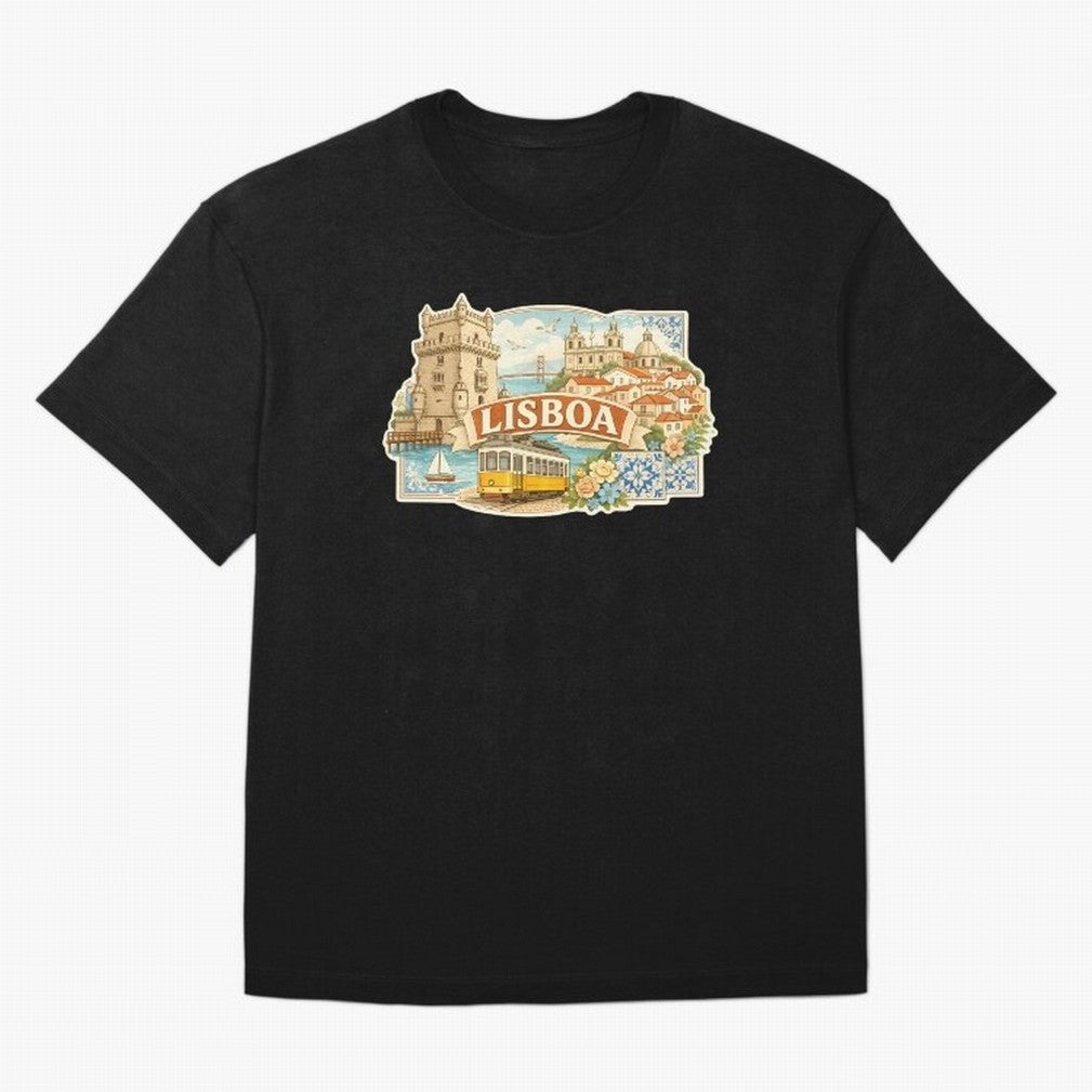 Vintage Tram Lisbon Illustration Oversized T-Shirt Show Championship Spirit for FIFA World Cup 2026 USA Canada Mexico Centered on Messi and Cristiano Ronaldo, Netherlands Energy, Global Supporter Spirit, Legendary Goals, National Colors and