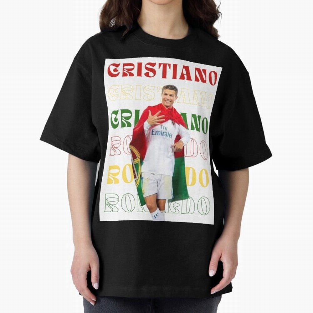Cristiano Ronaldo designs Oversized T-Shirt Back the Journey through FIFA World Cup 2026 USA Canada Mexico Capturing Mbappe and Neymar, Portugal Energy, Tournament Hype, Historic Matchups, Family Viewing Parties and Global Sports Pride; Made for