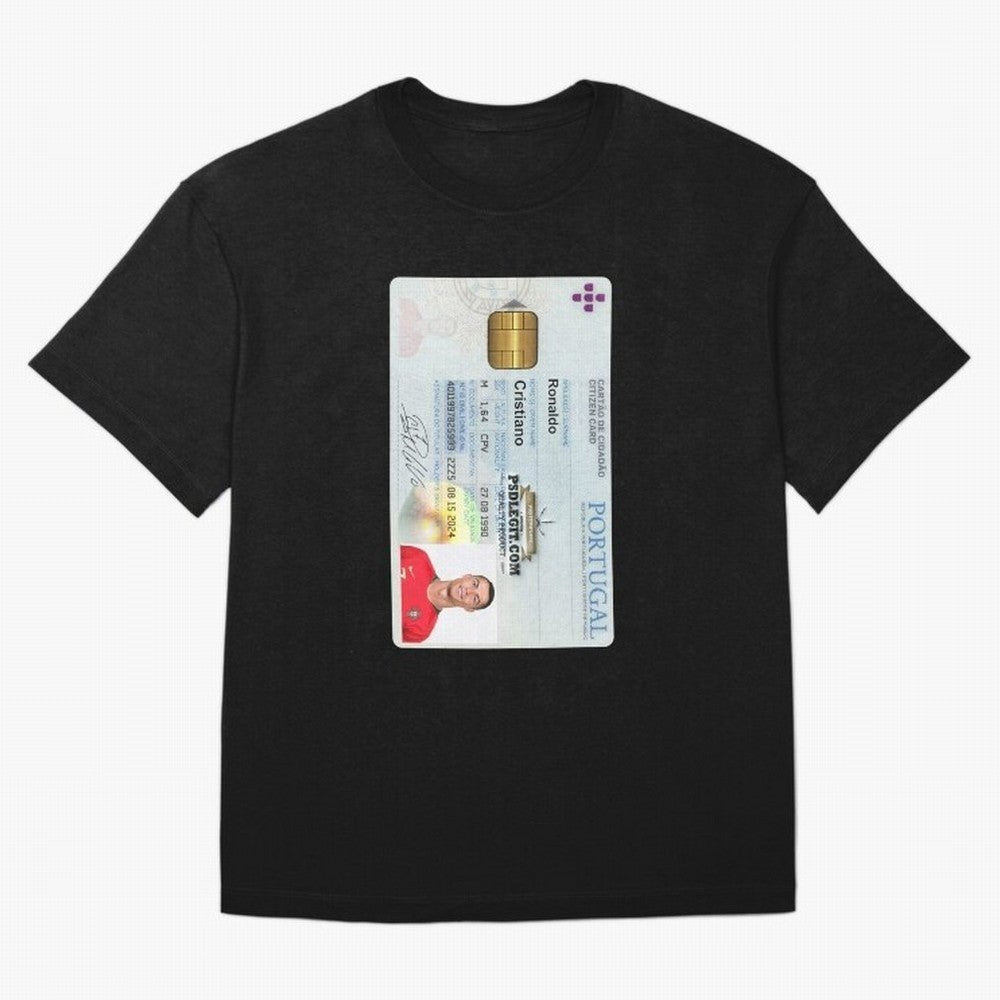 Cristiano Ronaldo CARD ID Oversized T-Shirt Follow Every Goal of FIFA World Cup 2026 Group Stage Celebrating Cristiano Ronaldo, France Energy, Classic Soccer Heritage, Championship Pressure, Fan Loyalty and International Pride; Made for Die Hard