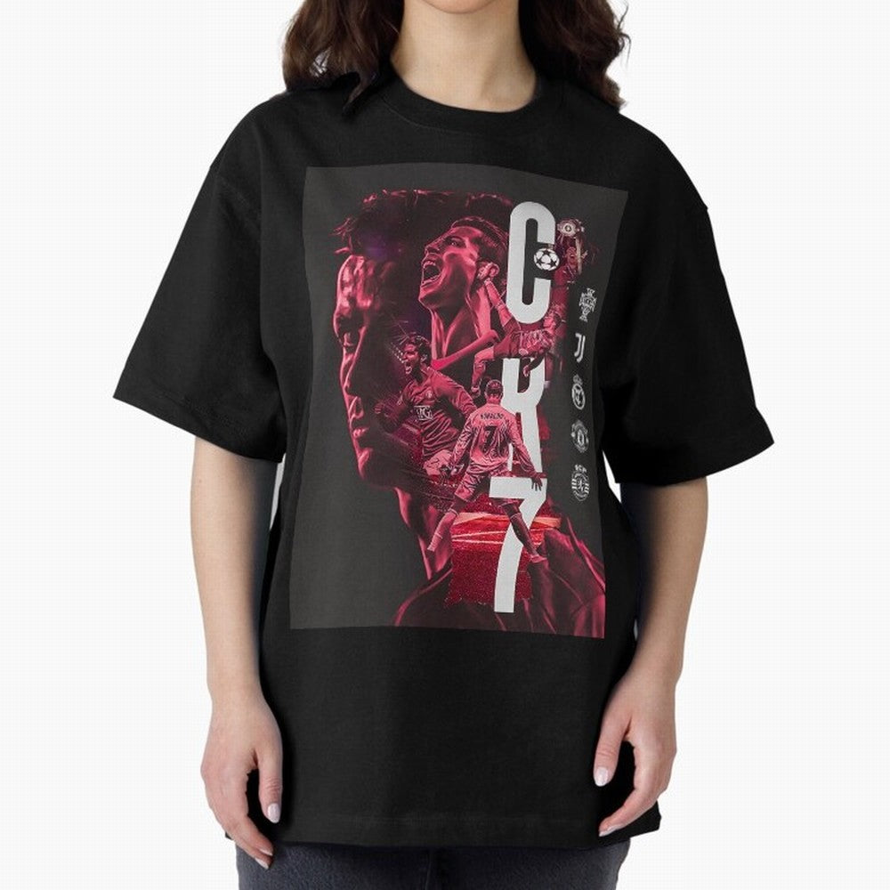 CR7 Oversized T-Shirt Treasure Global Football Passion for FIFA World Cup 2026, Highlighting Mbappe and Neymar, Brazil, Champion Mindset, Group Stage Buzz, Knockout Tension and Passionate Fan Culture; Built for Supporters Chasing Trophy Dreams,
