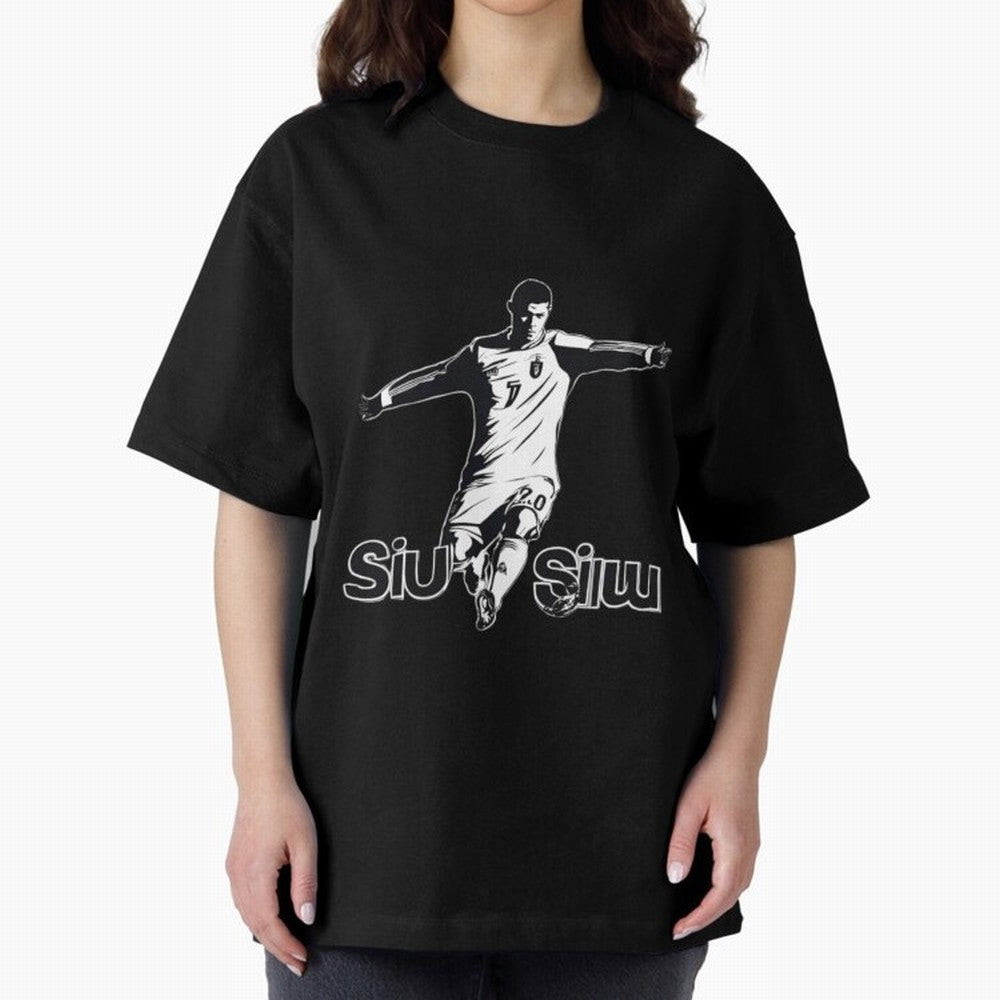 CR7 SIUU Oversized T-Shirt Carry Match Day Hype around FIFA World Cup 2026, Cristiano Ronaldo, Haaland and CR7, Portugal, Sports Nostalgia, International Competition, Famous Players and Unforgettable Victories; Ideal for Fans Who Follow Messi,