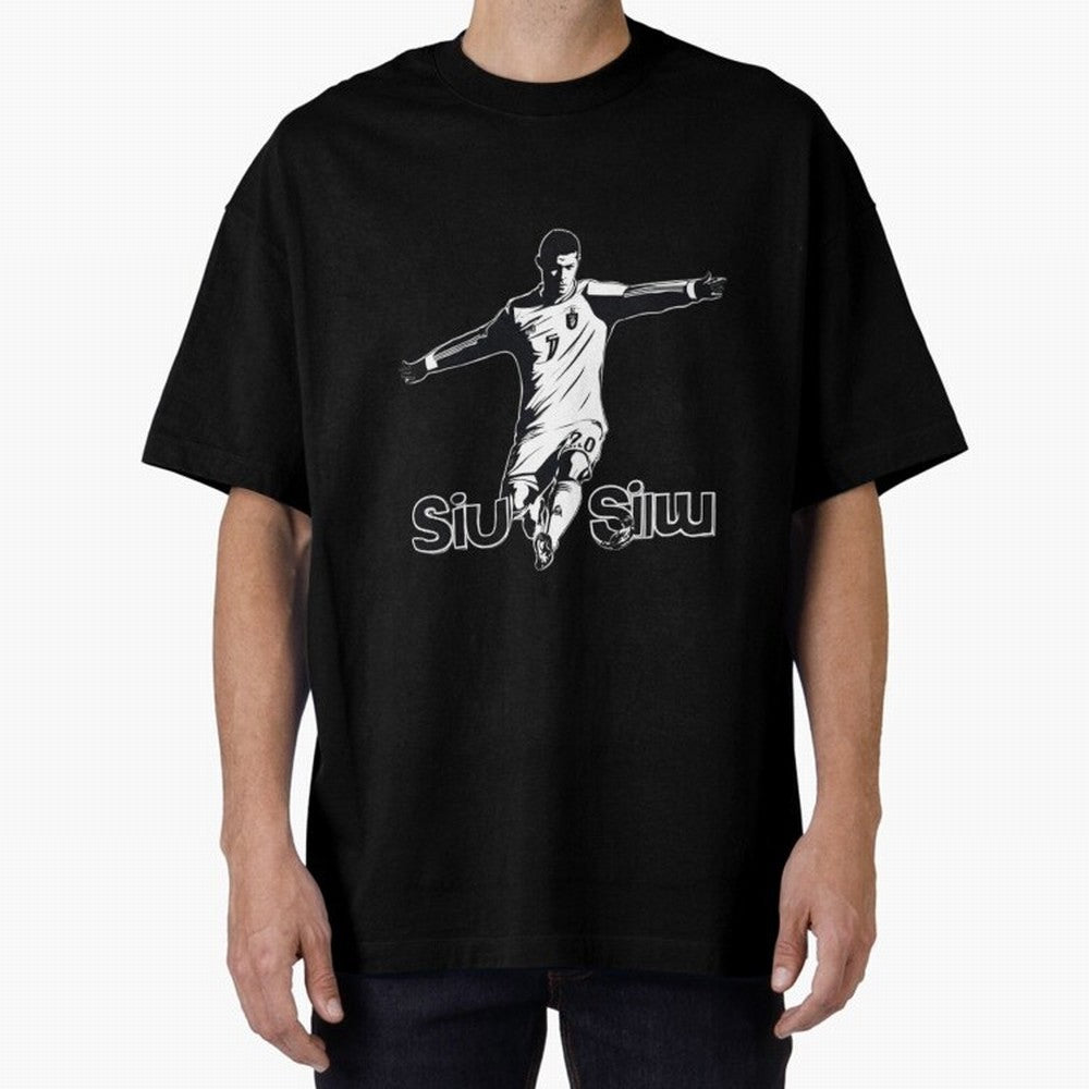 CR7 SIUU Oversized T-Shirt Carry Match Day Hype around FIFA World Cup 2026, Cristiano Ronaldo, Haaland and CR7, Portugal, Sports Nostalgia, International Competition, Famous Players and Unforgettable Victories; Ideal for Fans Who Follow Messi,