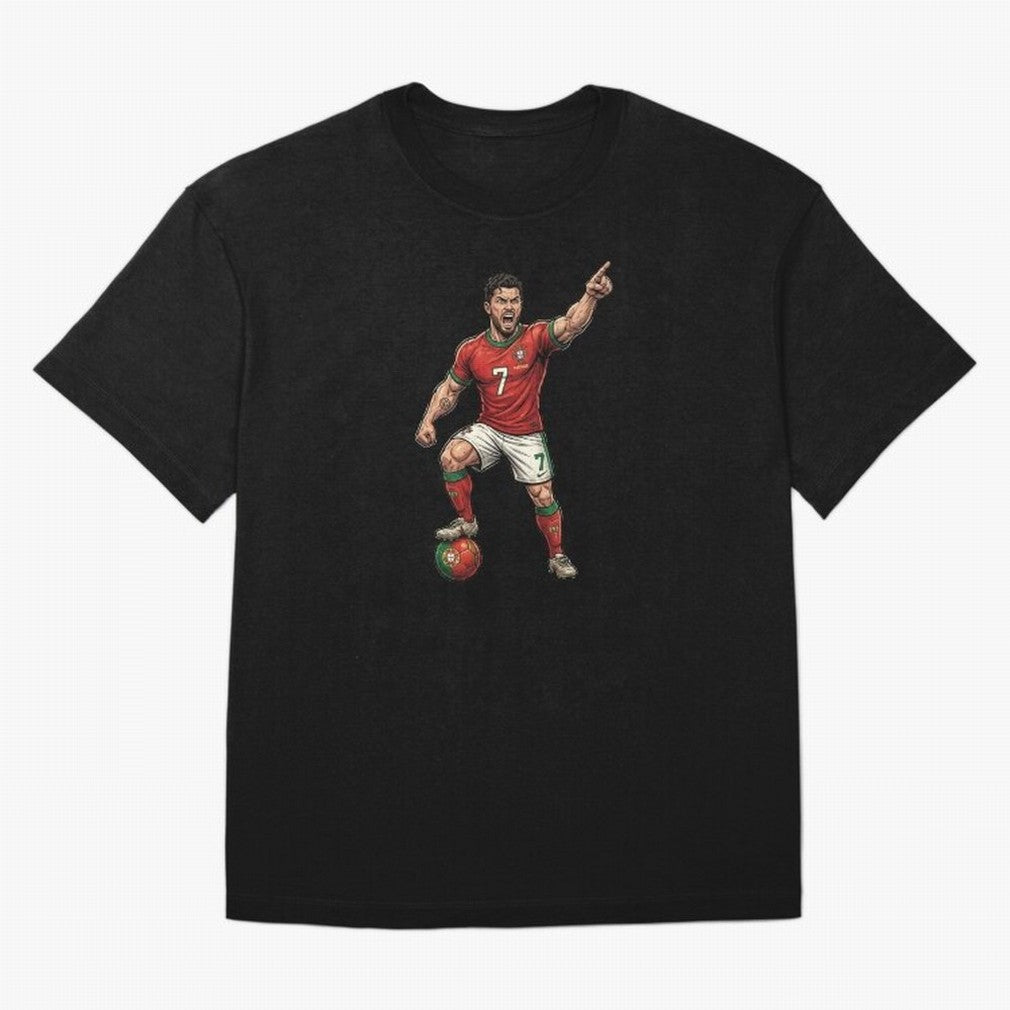 The ultimate soccer player | anime style Oversized T-Shirt Celebrate Soccer Greatness during Match Day Hype around FIFA World Cup 2026 Group Stage, Cristiano Ronaldo, England and Germany, Stadium Memories, Football Loyalty, International Chants and