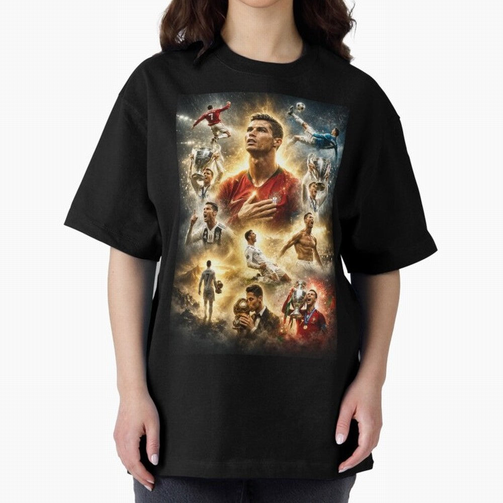 Cristiano Ronaldo Oversized T-Shirt Celebrate Football Dreams Across FIFA World Cup 2026 Group Stage Celebrating Cristiano Ronaldo, Haaland and CR7, Portugal, Spain and Germany Energy, Retro Football Energy, Iconic Rivalries, Trophy Chase Drama and