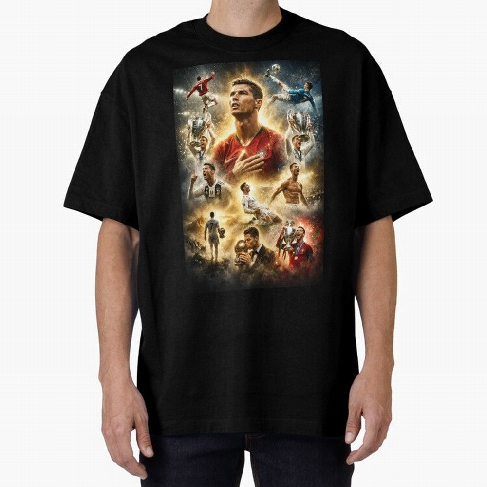 Cristiano Ronaldo Oversized T-Shirt Celebrate Football Dreams Across FIFA World Cup 2026 Group Stage Celebrating Cristiano Ronaldo, Haaland and CR7, Portugal, Spain and Germany Energy, Retro Football Energy, Iconic Rivalries, Trophy Chase Drama and