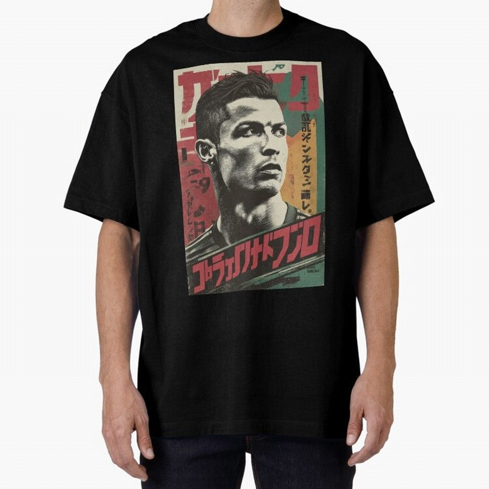 Cristiano Vintage Warned Japanese Poster Oversized T-Shirt Build Global Football Passion for FIFA World Cup 2026, Inspired by Messi, Neymar and Mbappe, England and Germany, Football History, Final Match Energy, Crowd Noise and Once in a Lifetime