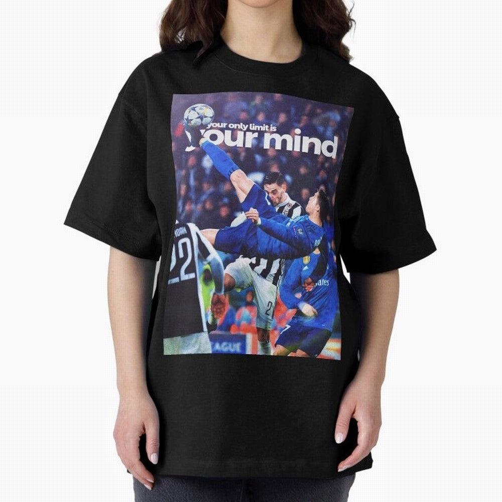 Cristiano Ronaldo - Your only limit is your mind Oversized T-Shirt Celebrate the Road through Match Day Hype around FIFA World Cup 2026 USA Canada Mexico, Haaland and Mbappe, France, Vintage Soccer Flavor, Modern Football Stars, National Flags and