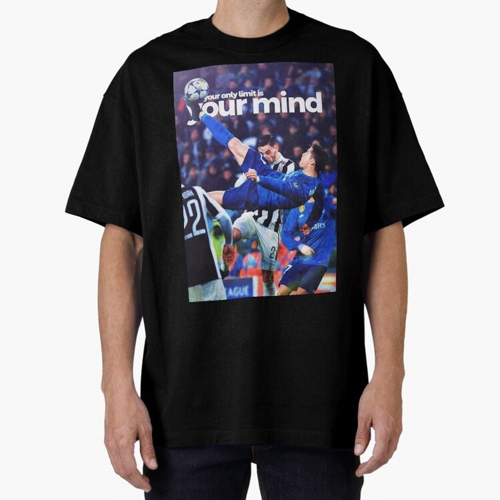 Cristiano Ronaldo - Your only limit is your mind Oversized T-Shirt Celebrate the Road through Match Day Hype around FIFA World Cup 2026 USA Canada Mexico, Haaland and Mbappe, France, Vintage Soccer Flavor, Modern Football Stars, National Flags and