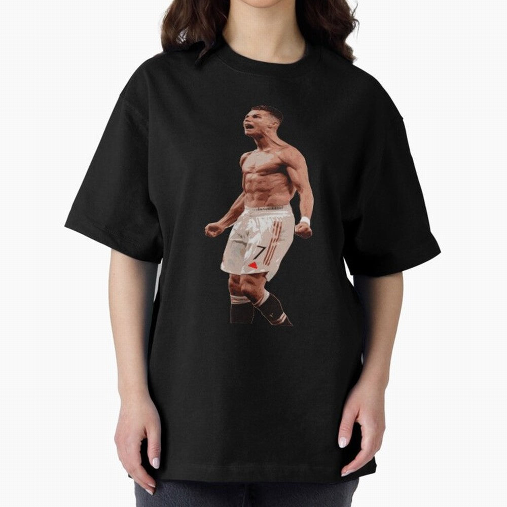 cristiano ronaldo manchester united Oversized T-Shirt Honor Football Greatness during FIFA World Cup 2026 USA Canada Mexico for Fans of Haaland and France, Bringing Retro Football Energy, Iconic Rivalries, Trophy Chase Drama and Stadium Atmosphere;
