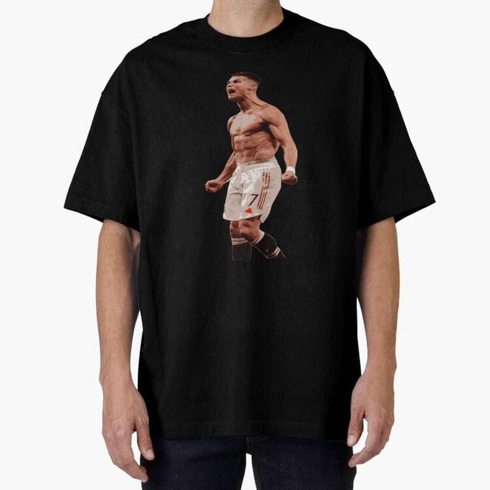 cristiano ronaldo manchester united Oversized T-Shirt Honor Football Greatness during FIFA World Cup 2026 USA Canada Mexico for Fans of Haaland and France, Bringing Retro Football Energy, Iconic Rivalries, Trophy Chase Drama and Stadium Atmosphere;