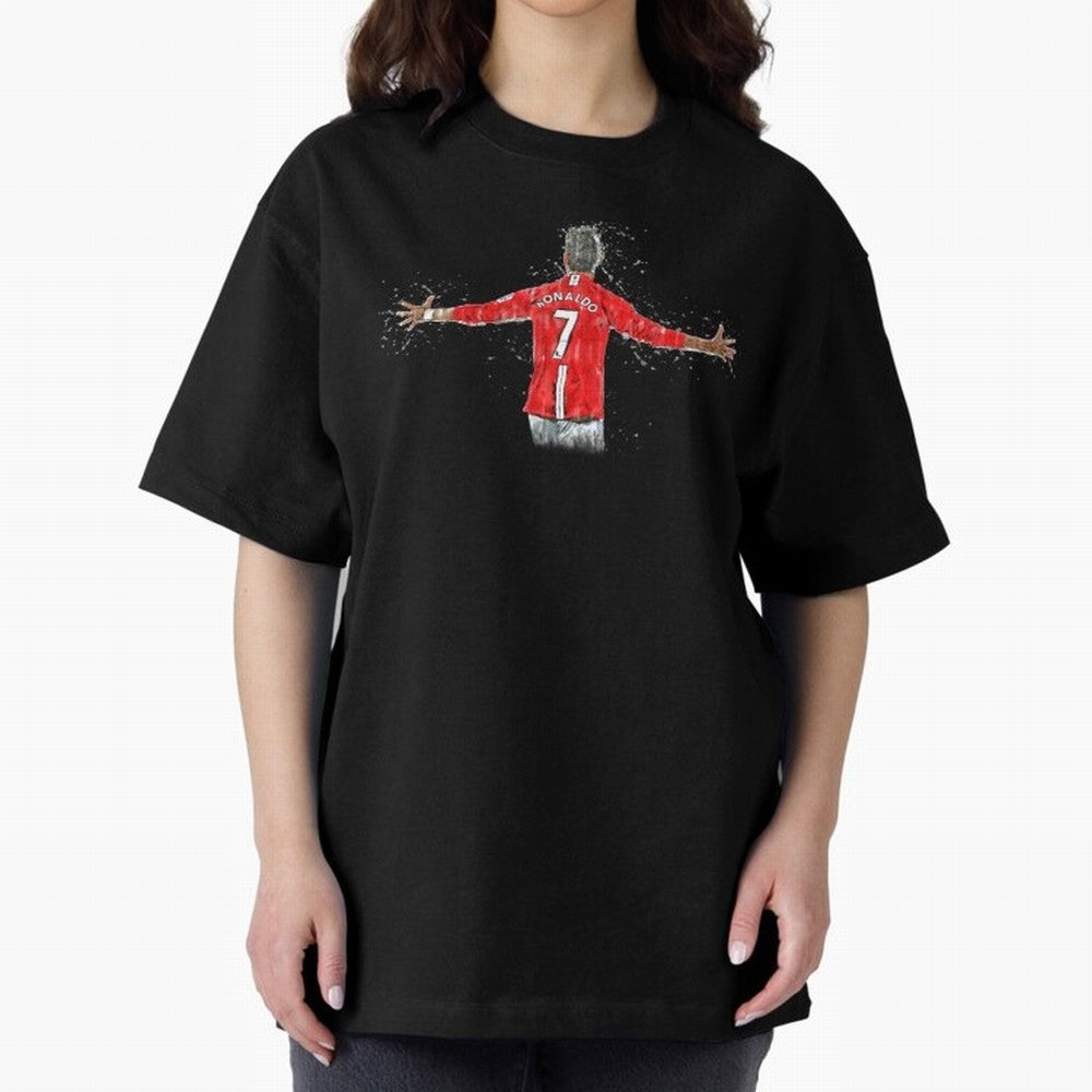 Cristiano Ronaldo in watercolor Oversized T-Shirt Show Championship Spirit for Match Day Hype around FIFA World Cup 2026 USA Canada Mexico, Mbappe and Neymar, England and Germany, Match Day Excitement, Supporter Culture, Golden Goals and Global