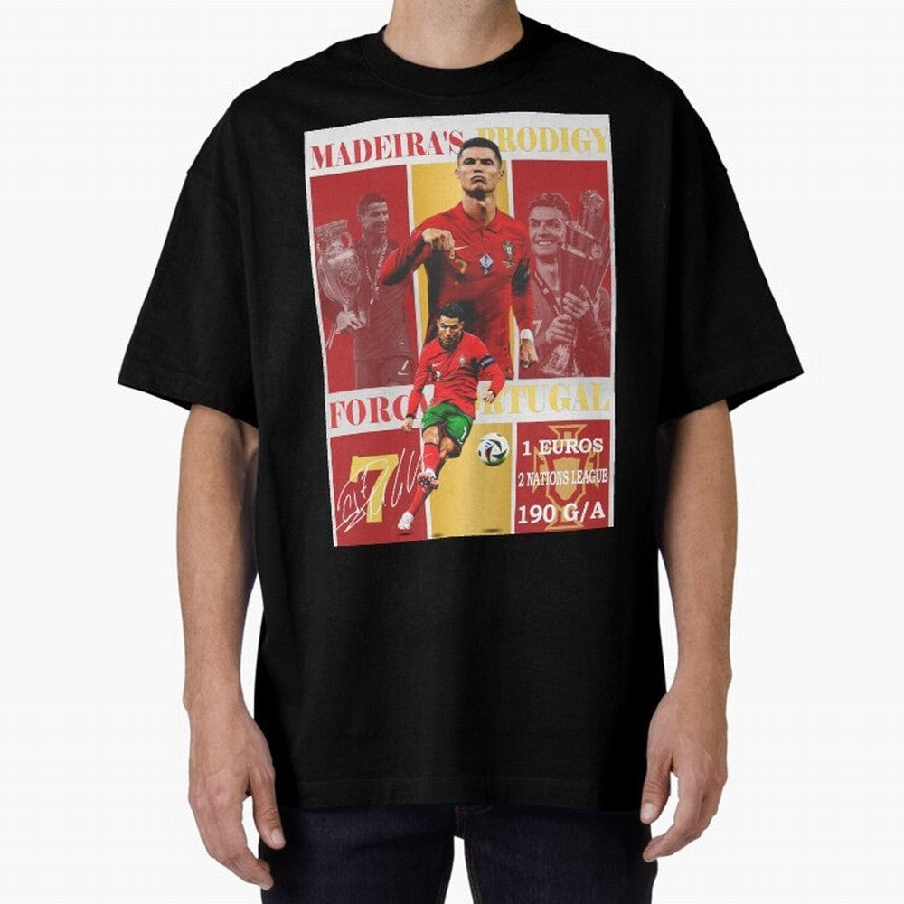 Cristiano Ronaldo Portugal Poster - Madeira's Prodigy CR7 Fan Art Print Oversized T-Shirt Celebrate Unforgettable Nights in Match Day Hype around FIFA World Cup 2026 Group Stage, Haaland and Mbappe, Argentina, Worldwide Fan Energy, Dramatic Goals,