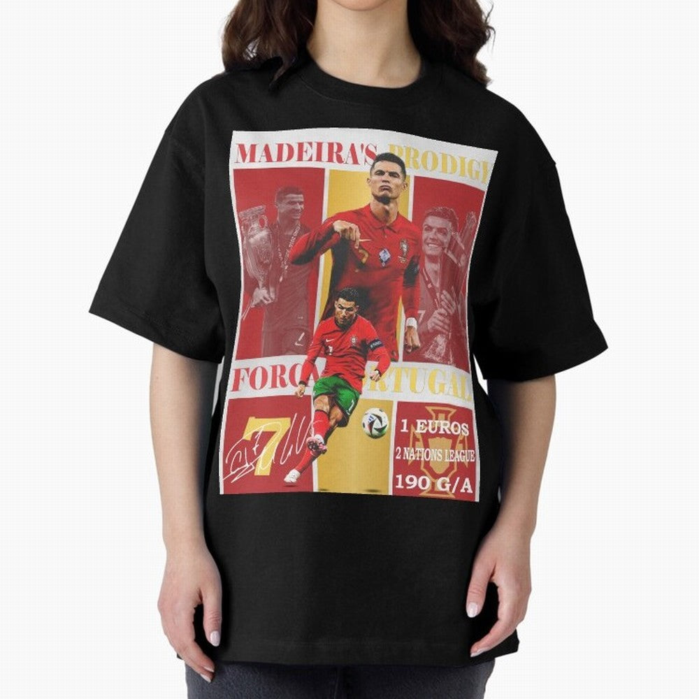 Cristiano Ronaldo Portugal Poster - Madeira's Prodigy CR7 Fan Art Print Oversized T-Shirt Celebrate Unforgettable Nights in Match Day Hype around FIFA World Cup 2026 Group Stage, Haaland and Mbappe, Argentina, Worldwide Fan Energy, Dramatic Goals,