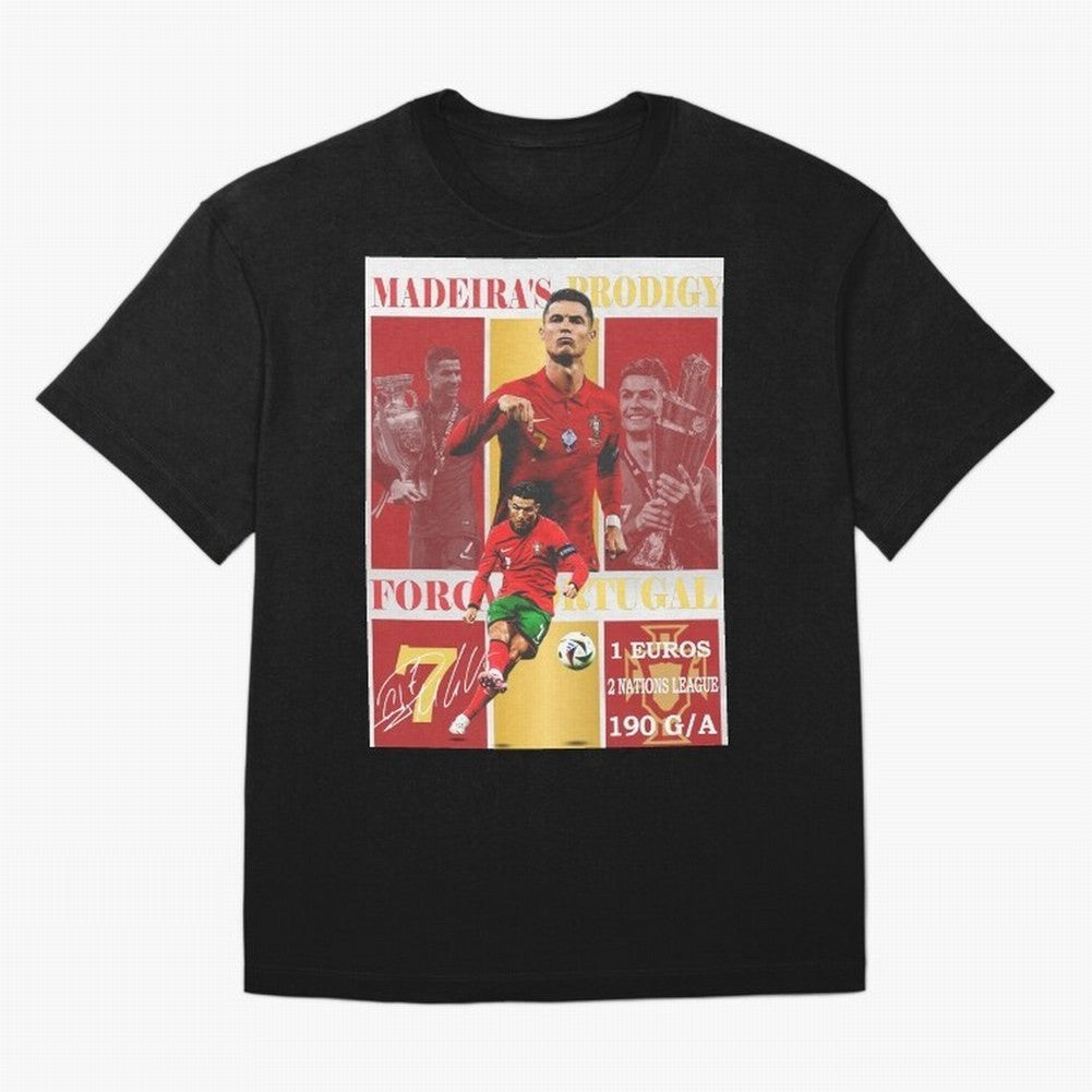 Cristiano Ronaldo Portugal Poster - Madeira's Prodigy CR7 Fan Art Print Oversized T-Shirt Celebrate Unforgettable Nights in Match Day Hype around FIFA World Cup 2026 Group Stage, Haaland and Mbappe, Argentina, Worldwide Fan Energy, Dramatic Goals,
