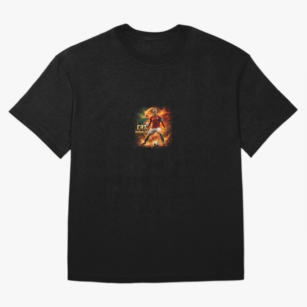 Cristiano Ronaldo Football Legend Artwork Oversized T-Shirt Embrace FIFA World Cup 2026 USA Canada Mexico Spirit, Inspired by Germany, Mbappe and Neymar, Retro Football Energy, Iconic Rivalries, Trophy Chase Drama and Stadium Atmosphere; Made for