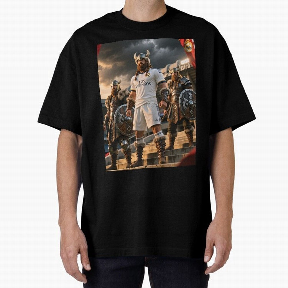 Los Vikingos del Bernab¨¦u Oversized T-Shirt Live for the Drama of Global Football Passion for FIFA World Cup 2026 Group Stage, Featuring Haaland and Mbappe, England, Football Passion, Legendary Performances, Festival Vibes and Supporter Community;