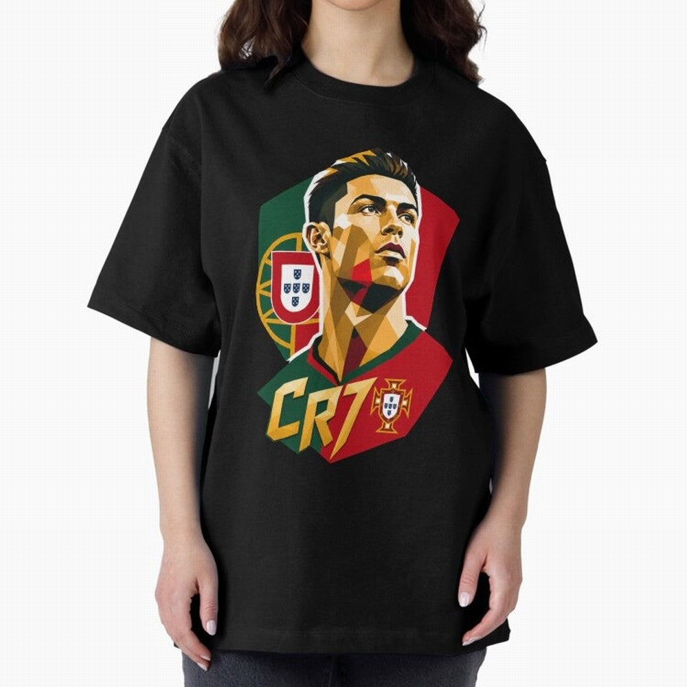 CR7 Art Print Oversized T-Shirt Bring Match Day Fire to FIFA World Cup 2026 Spirit, with Portugal, Mbappe, Vintage Soccer Flavor, Modern Football Stars, National Flags and Final Night Emotion; Built for Supporters Chasing Trophy Dreams, Final Match
