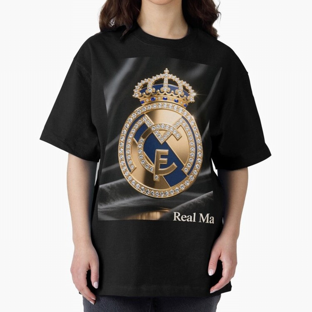 Gold Madrid Real Oversized T-Shirt Honor the Beautiful Game during FIFA World Cup 2026 Group Stage for Fans of Cristiano Ronaldo, Haaland and CR7 and Portugal, Bringing Match Day Excitement, Supporter Culture, Golden Goals and Global Football