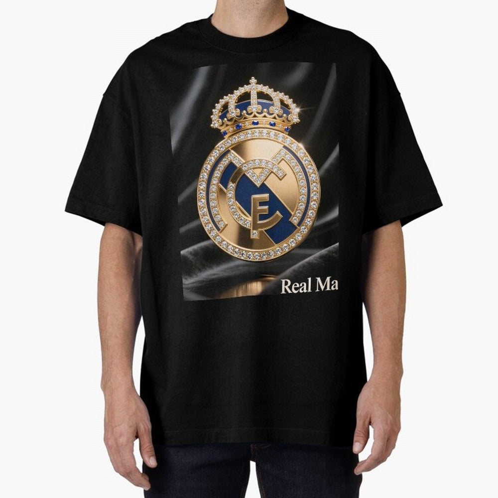 Gold Madrid Real Oversized T-Shirt Honor the Beautiful Game during FIFA World Cup 2026 Group Stage for Fans of Cristiano Ronaldo, Haaland and CR7 and Portugal, Bringing Match Day Excitement, Supporter Culture, Golden Goals and Global Football