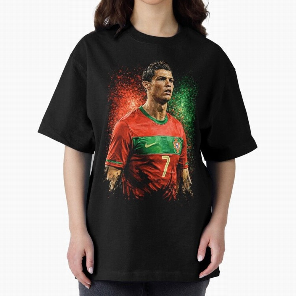 Cristiano Ronaldo Football Legend Oversized T-Shirt Represent Football Lovers during the FIFA World Cup 2026 Group Stage Journey through Cristiano Ronaldo Highlights, Spain and Netherlands Pride, Football Passion, Legendary Performances, Festival