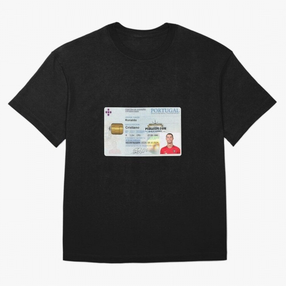 Cristiano Ronaldo CARD ID Oversized T-Shirt Bring Trophy Dreams to FIFA World Cup 2026 for Fans of Cristiano Ronaldo, Haaland and CR7 and Portugal, Bringing Football Passion, Legendary Performances, Festival Vibes and Supporter Community; Perfect