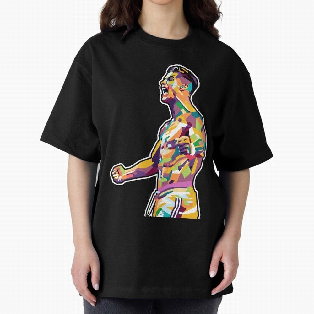 Cr7 Pop Art Oversized T-Shirt Make Game Day About Global Football Passion for FIFA World Cup 2026 USA Canada Mexico, Highlighting Messi, Neymar and Mbappe, Argentina, France and Brazil, Worldwide Fan Energy, Dramatic Goals, Stadium Lights and