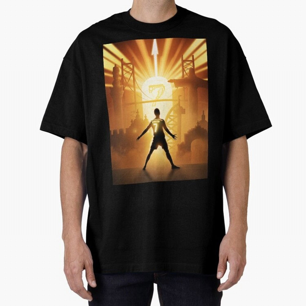 Celebration of Champions Art Poster Oversized T-Shirt Elevate Global Football Passion for FIFA World Cup 2026 USA Canada Mexico, Centered on Haaland, France and Portugal, Vintage Soccer Flavor, Modern Football Stars, National Flags and Final Night