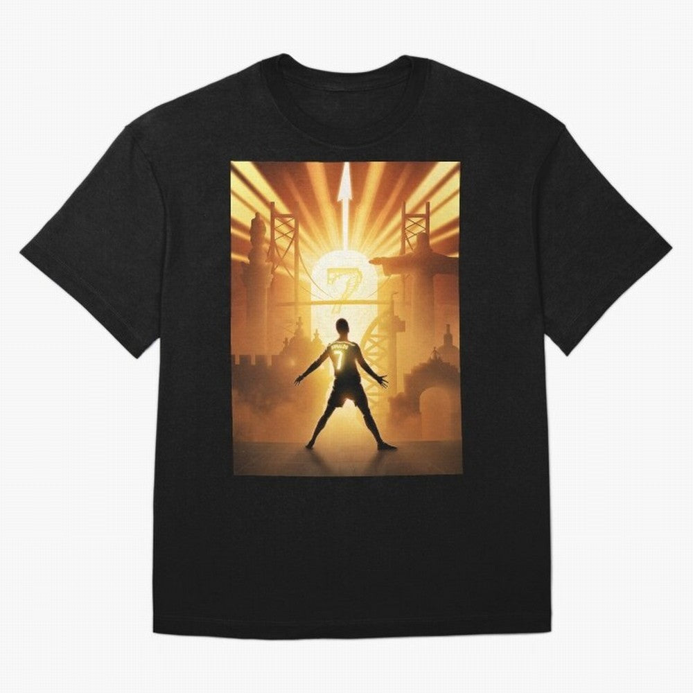 Celebration of Champions Art Poster Oversized T-Shirt Elevate Global Football Passion for FIFA World Cup 2026 USA Canada Mexico, Centered on Haaland, France and Portugal, Vintage Soccer Flavor, Modern Football Stars, National Flags and Final Night
