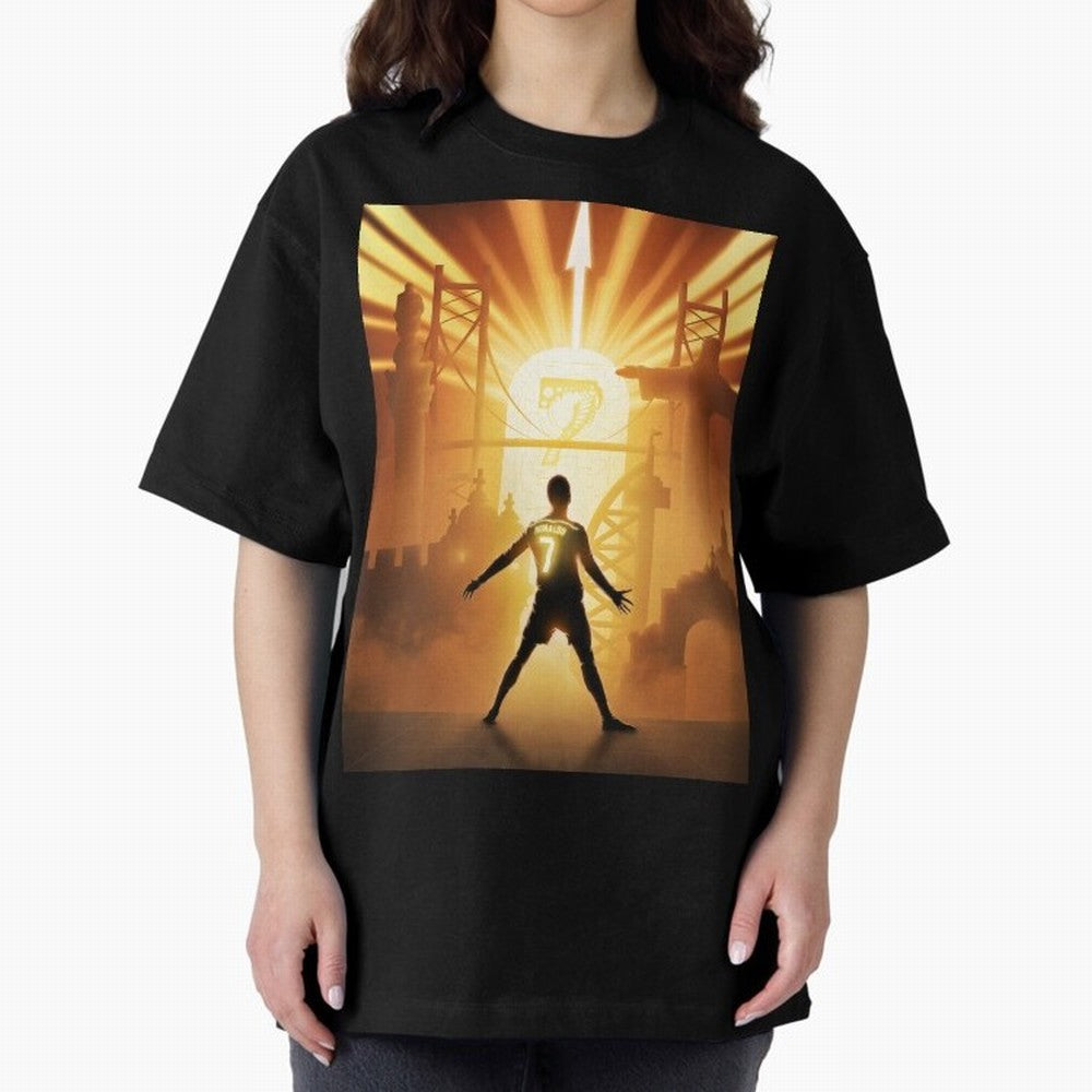 Celebration of Champions Art Poster Oversized T-Shirt Elevate Global Football Passion for FIFA World Cup 2026 USA Canada Mexico, Centered on Haaland, France and Portugal, Vintage Soccer Flavor, Modern Football Stars, National Flags and Final Night
