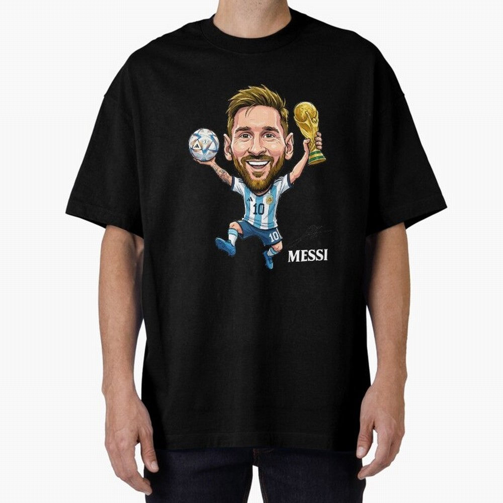 Messi Campion Oversized T-Shirt Join the Countdown to FIFA World Cup 2026 USA Canada Mexico for Fans of CR7 and Brazil, Bringing Vintage Soccer Flavor, Modern Football Stars, National Flags and Final Night Emotion; Made for Die Hard Supporters,