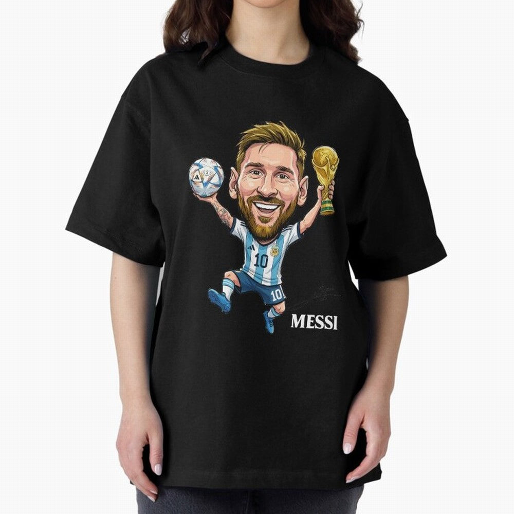 Messi Campion Oversized T-Shirt Join the Countdown to FIFA World Cup 2026 USA Canada Mexico for Fans of CR7 and Brazil, Bringing Vintage Soccer Flavor, Modern Football Stars, National Flags and Final Night Emotion; Made for Die Hard Supporters,