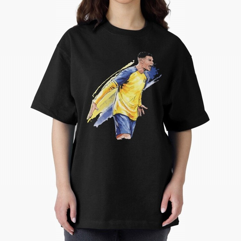 Ronaldo Al-Nassr 2022 Oversized T-Shirt Back the Journey through FIFA World Cup 2026 for Fans of Messi and England, France and Netherlands, Bringing Vintage Soccer Flavor, Modern Football Stars, National Flags and Final Night Emotion; Perfect for