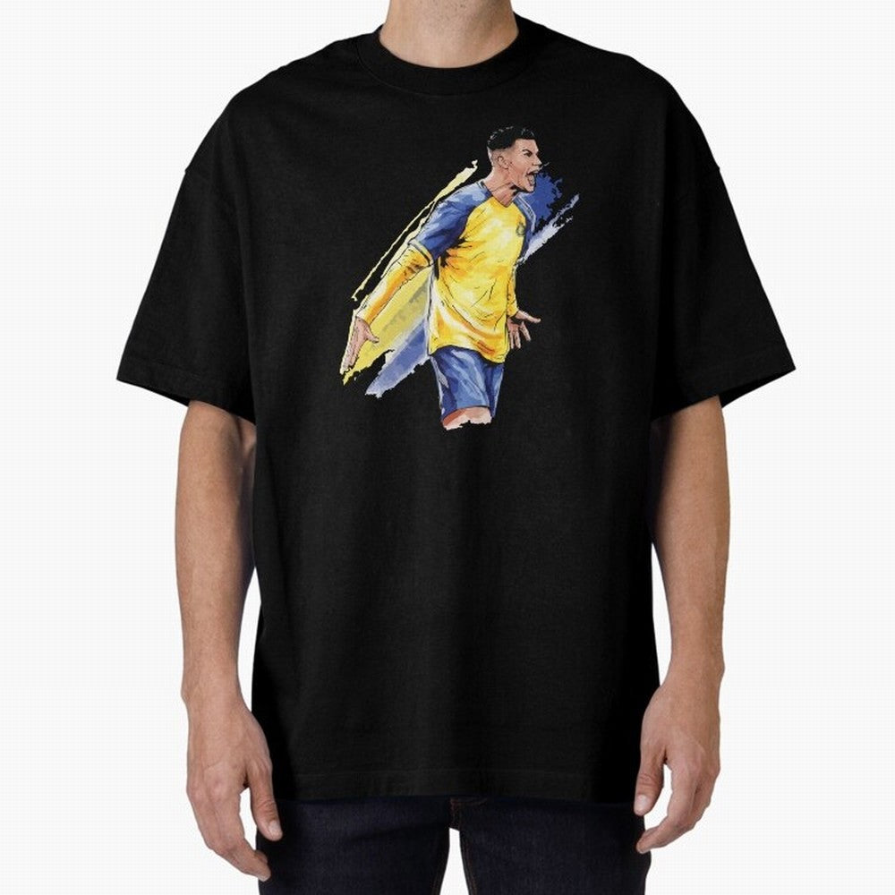 Ronaldo Al-Nassr 2022 Oversized T-Shirt Back the Journey through FIFA World Cup 2026 for Fans of Messi and England, France and Netherlands, Bringing Vintage Soccer Flavor, Modern Football Stars, National Flags and Final Night Emotion; Perfect for