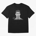 Cristiano Ronaldo T-Shirt Big Face Young Ronaldo - Black and White Oversized T-Shirt Show Match Day Excitement for Global Football Passion for FIFA World Cup 2026, Connected to Haaland, Germany, Football History, Final Match Energy, Crowd Noise and